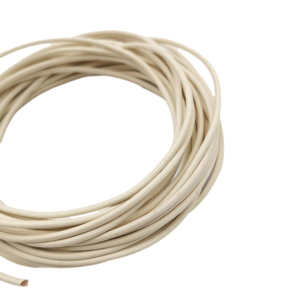 ShapesbyX Riz Blanc 5 mètres 2,0 mm Cordons ronds en cuir véritable de vache fabriqué pour la fabrication de bijoux dans des bracelets et des colliers