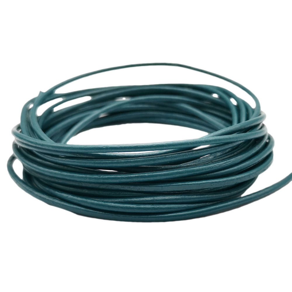 ShapesbyX Bleu sarcelle 5 yards 2mm cordon de bracelet rond en cuir véritable