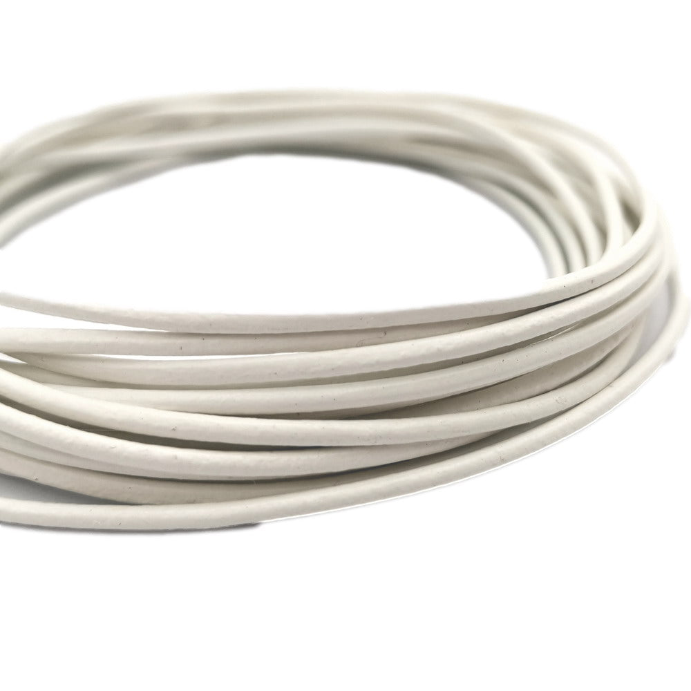 ShapesbyX White 5 Yards 2.0mm Round Real Leather Cords Cowhide Leather Made for Jewelry Making in Bracelet Necklace