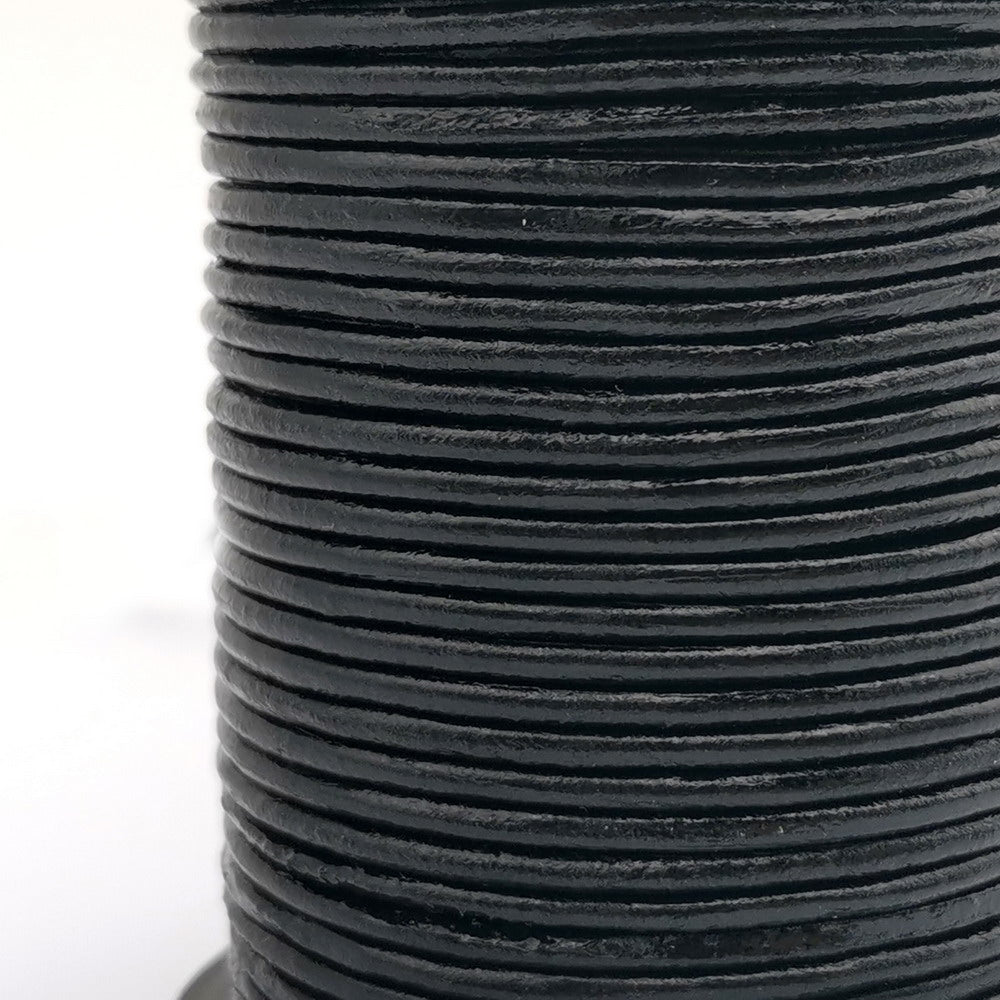 ShapesbyX Cordons ronds en cuir véritable noir de 2 mm pour la fabrication de bijoux en collier, bracelet et pendentif