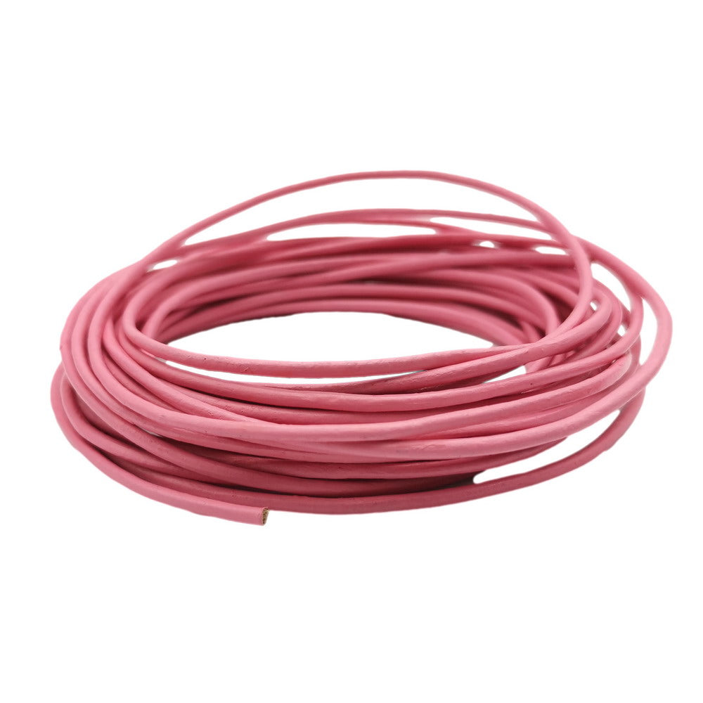ShapesbyX Cordons ronds en cuir véritable de vache rose vif 4,6 m 2,0 mm pour la fabrication de bijoux dans des bracelets et des colliers