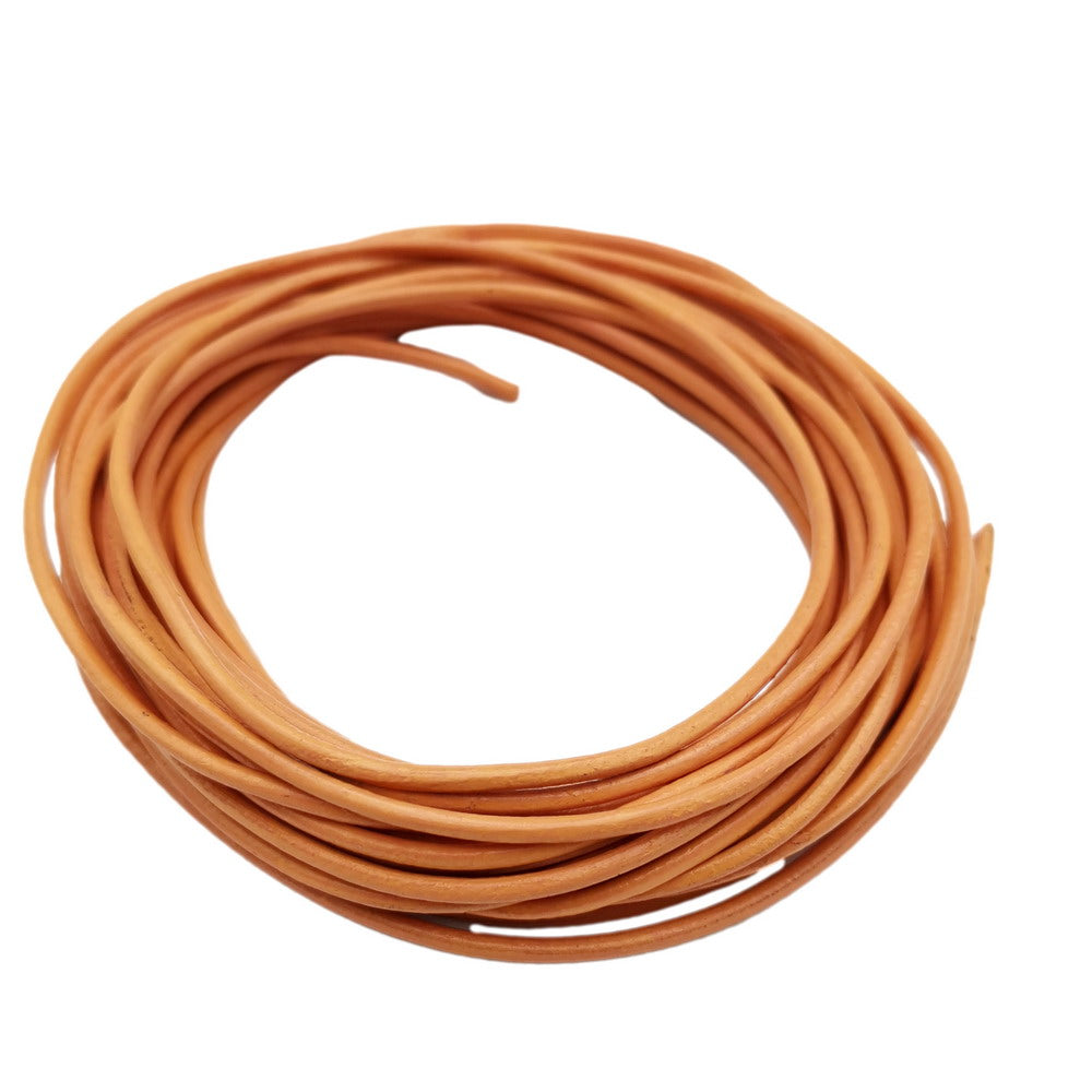 ShapesbyX Corail 5 mètres 2,0 mm cordons ronds en cuir véritable cuir de vache fabriqué pour la fabrication de bijoux dans un bracelet et un collier