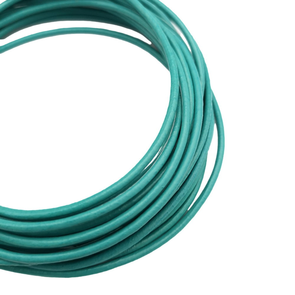 ShapesbyX Bleu sarcelle clair 5 yards 2mm cordon de bracelet rond en cuir véritable