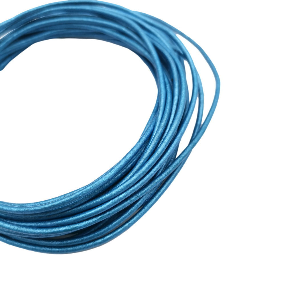 ShapesbyX-5 Yards 2 mm metallisches blaues Lederband, echtes Lederband für Halskettenanhänger