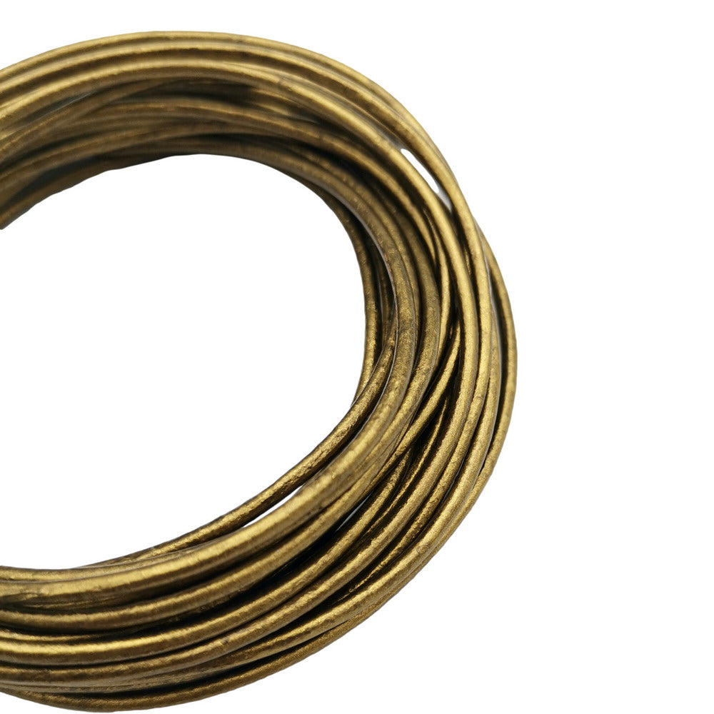 ShapesbyX-5 Yards 2 mm metallisches Messing-Lederband, echtes Lederband für Halskettenanhänger