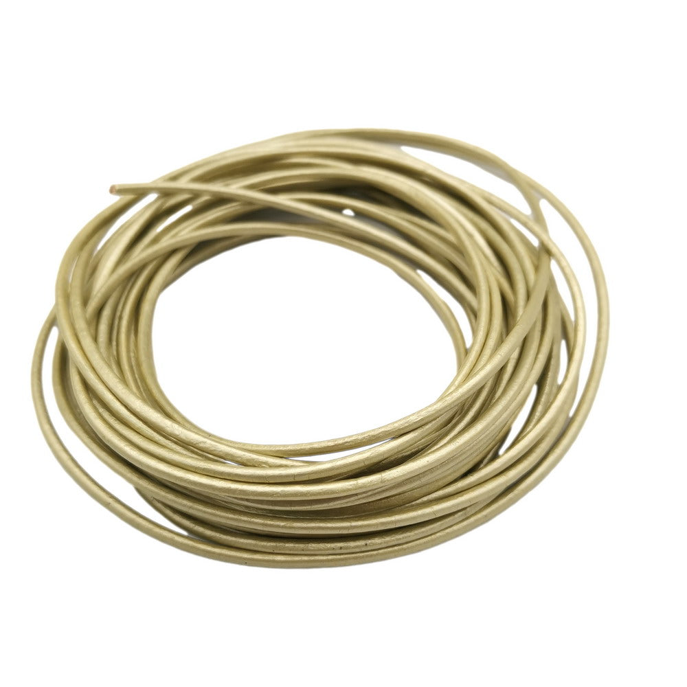 ShapesbyX-5 Yards 2 mm metallisches Champagner-Lederband, echtes Lederband für Halskettenanhänger