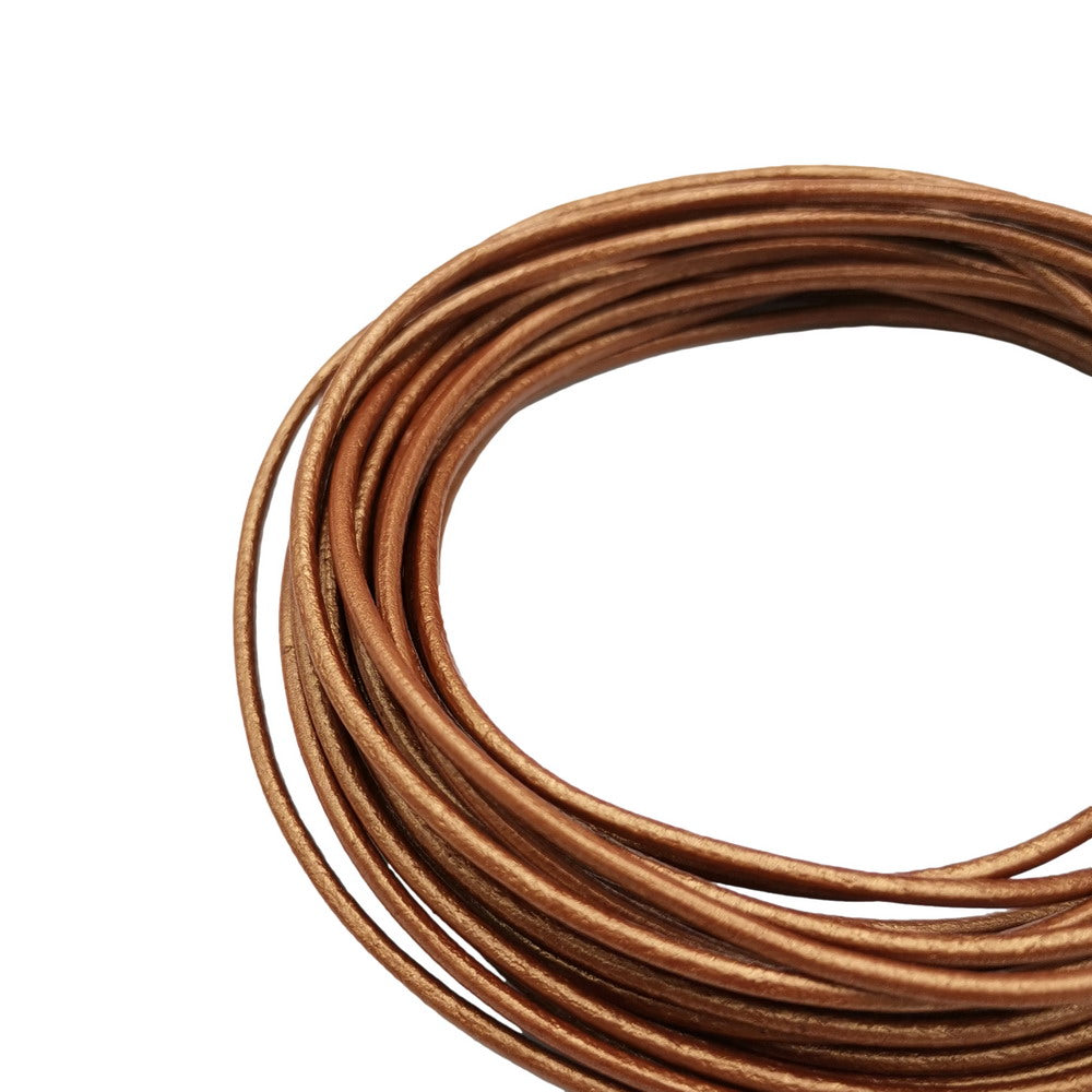 ShapesbyX-5 Yards 2 mm metallische Kupfer-Lederschnüre, echtes Lederband für Halskettenanhänger