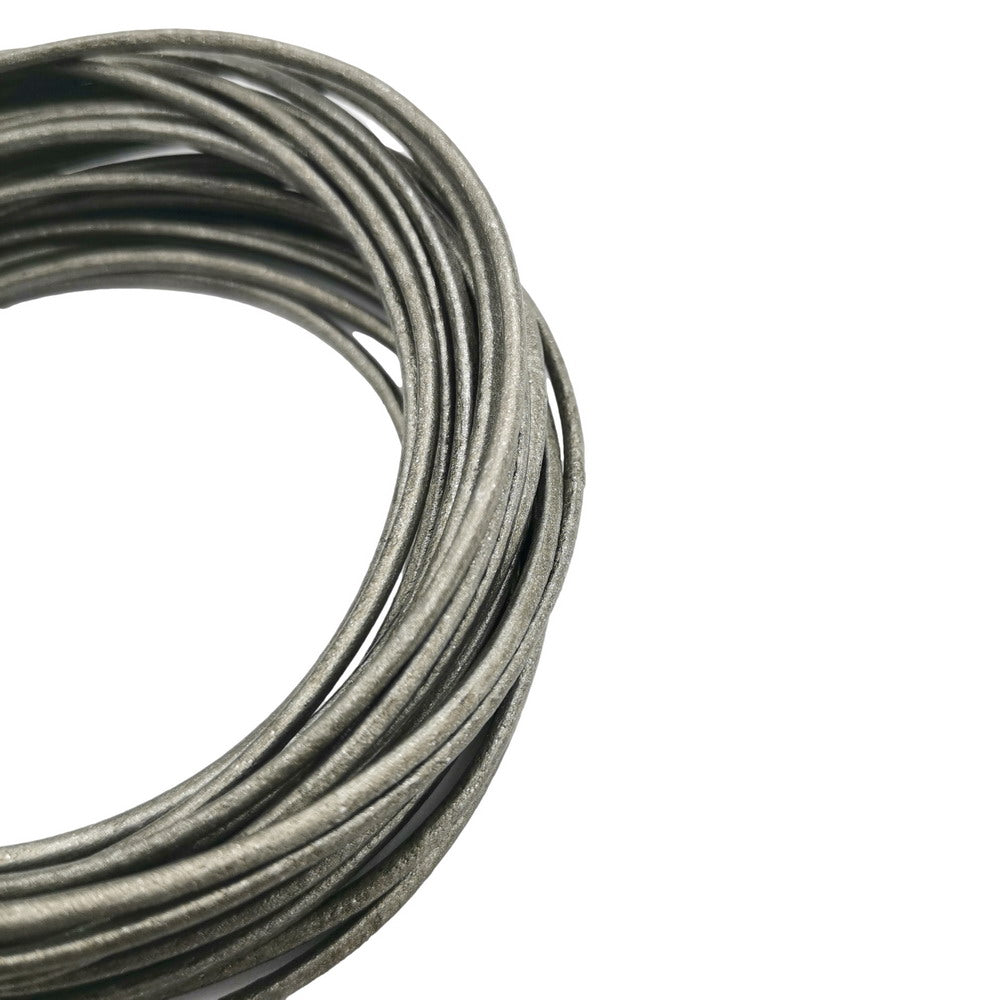 shapesbyX-5 Yards 2mm Metallic Gray Leather Cords Genuine Leather Strap for Necklace Pendant