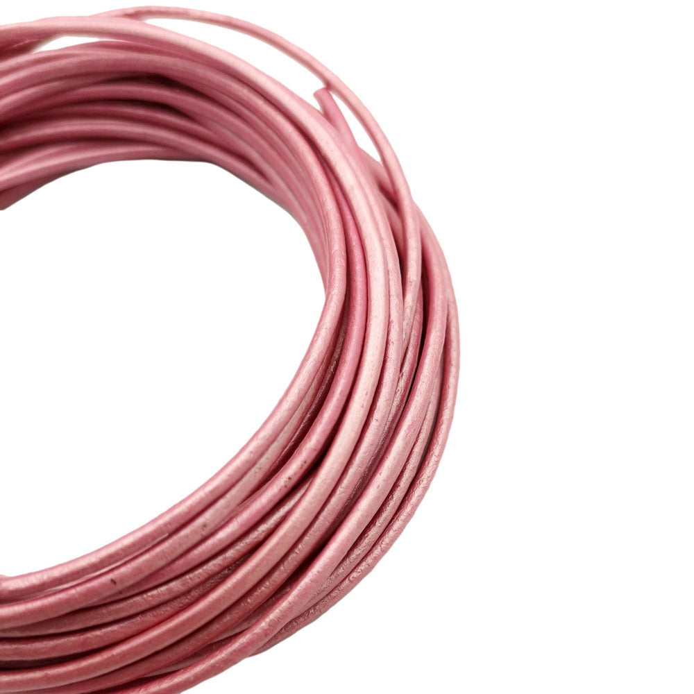 shapesbyX-5 Yards 2mm Metallic Pink Leather Cords Genuine Leather Strap for Necklace Pendant