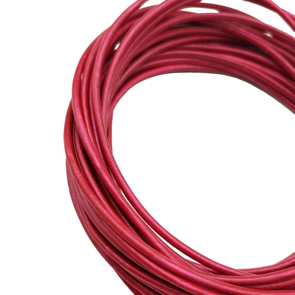 ShapesbyX-5 Yards 2 mm metallisches rotes Lederband, echtes Lederband für Halskettenanhänger