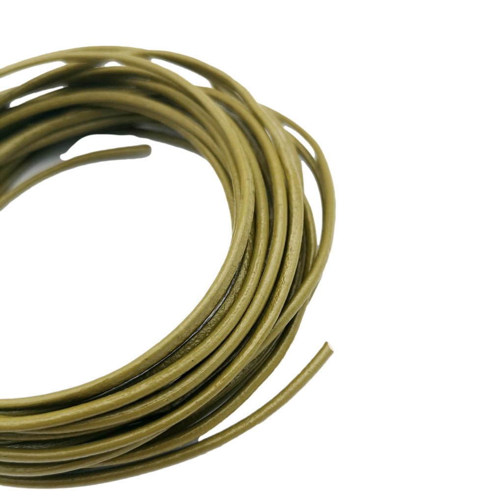 ShapesbyX Mustard 5 Yards 2mm Round Genuine Leather Strap Cord