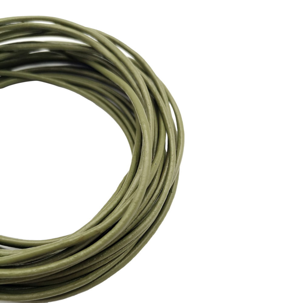 ShapesbyX Olive 5 Yards 2mm Round Genuine Leather Strap Cord