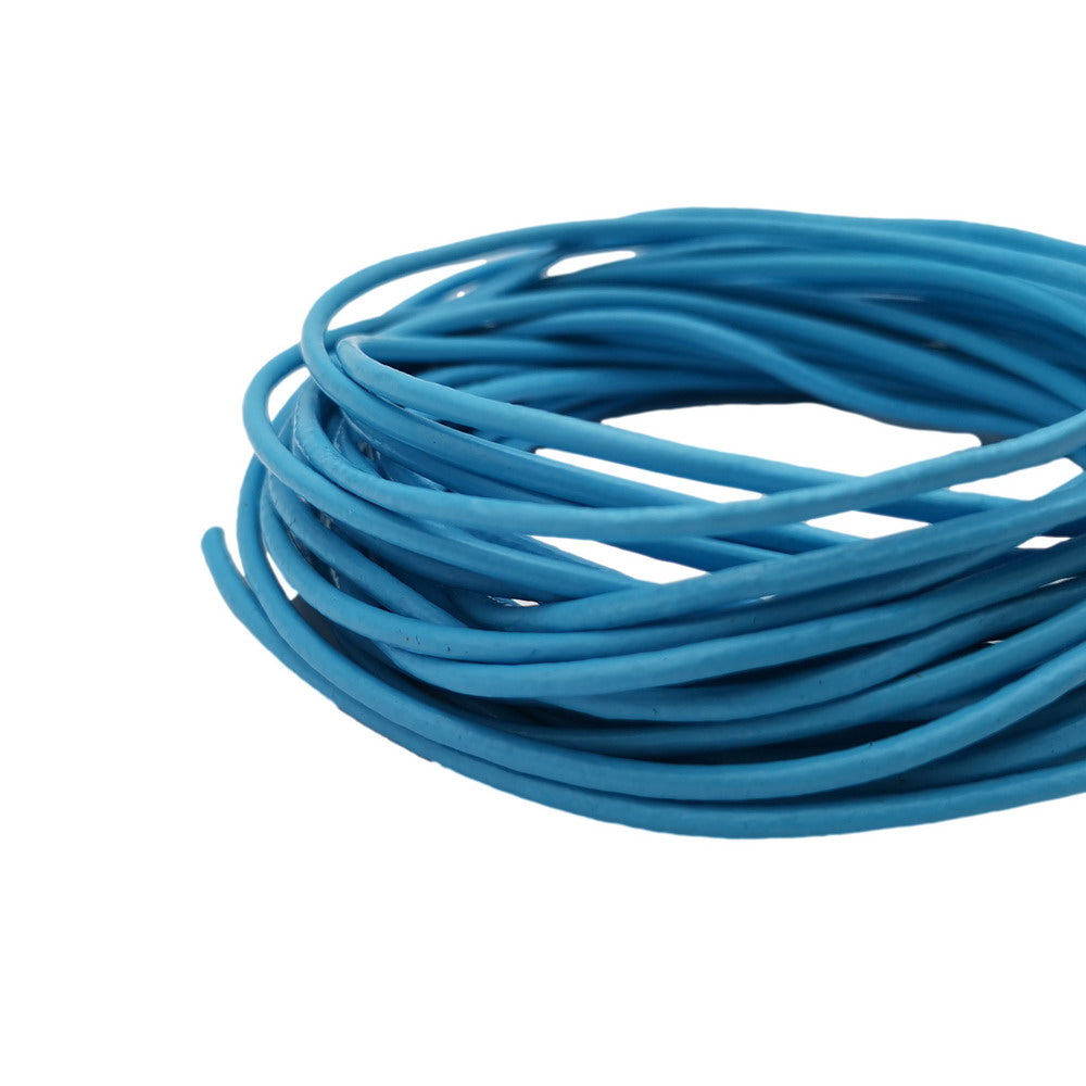 ShapesbyX Bleu ciel 5 mètres 2,0 mm cordons ronds en cuir véritable cuir de vache fabriqué pour la fabrication de bijoux en bracelet collier