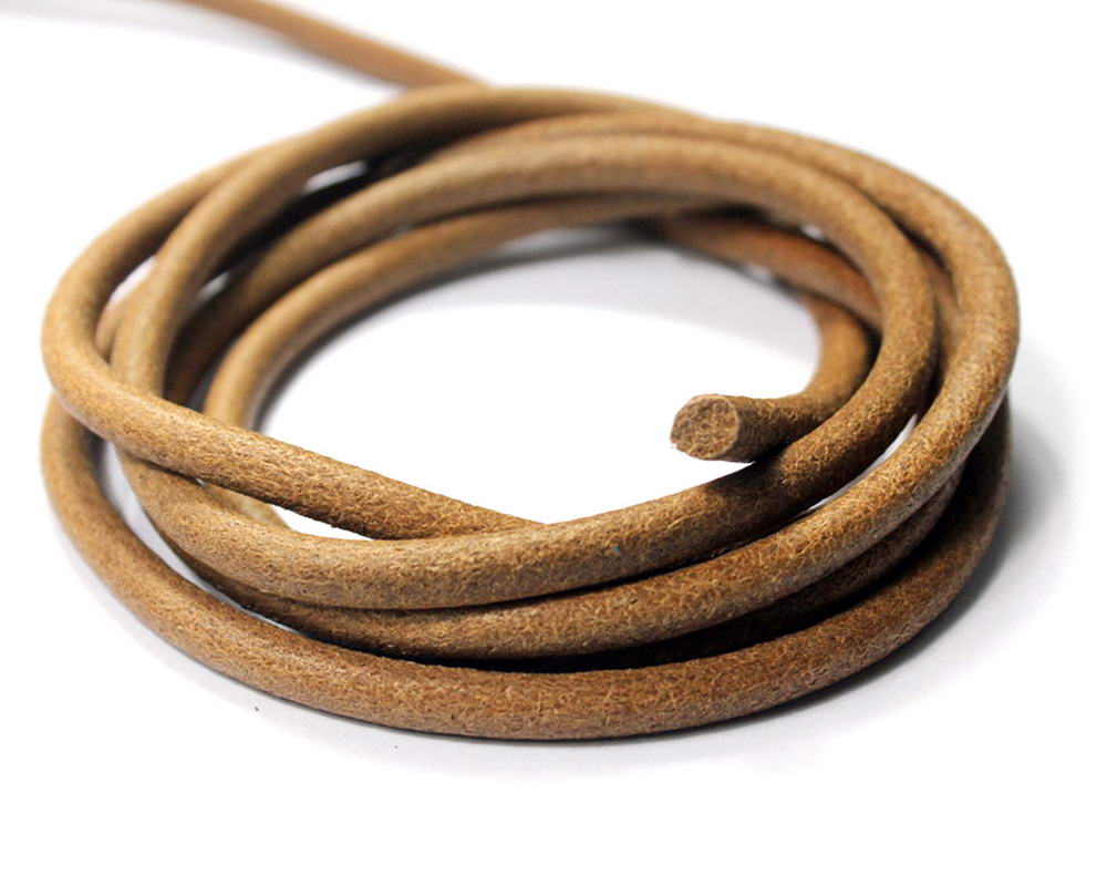 shapesbyX-6mm Diameter Round Genuine Leather Cords Cowhide Made Black/Natural/Brown Jewelry Making or Décor