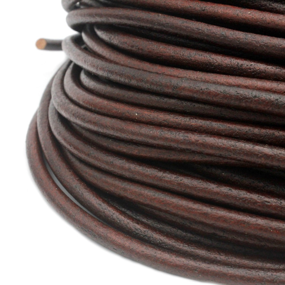 shapesbyX-6mm Diameter Round Genuine Leather Cords Cowhide Made Black/Natural/Brown Jewelry Making or Décor
