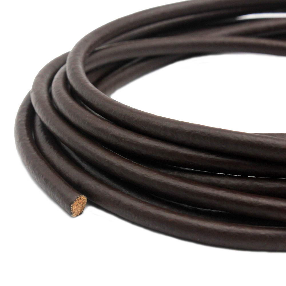 shapesbyX-6mm Diameter Round Genuine Leather Cords Cowhide Made Black/Natural/Brown Jewelry Making or Décor