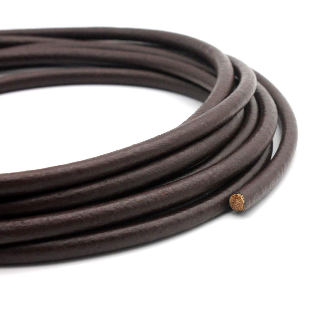 shapesbyX-6mm Diameter Round Genuine Leather Cords Cowhide Made Black/Natural/Brown Jewelry Making or Décor