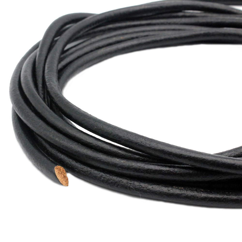 shapesbyX-6mm Diameter Round Genuine Leather Cords Cowhide Made Black/Natural/Brown Jewelry Making or Décor