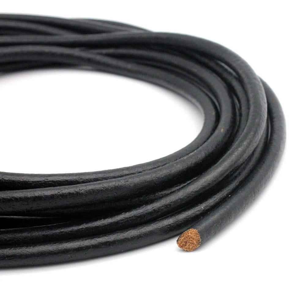 shapesbyX-6mm Diameter Round Genuine Leather Cords Cowhide Made Black/Natural/Brown Jewelry Making or Décor