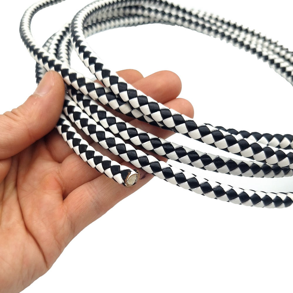 shapesbyX-8mm Braided Leather Bolo Cord 8mm Round Leather Strap Black