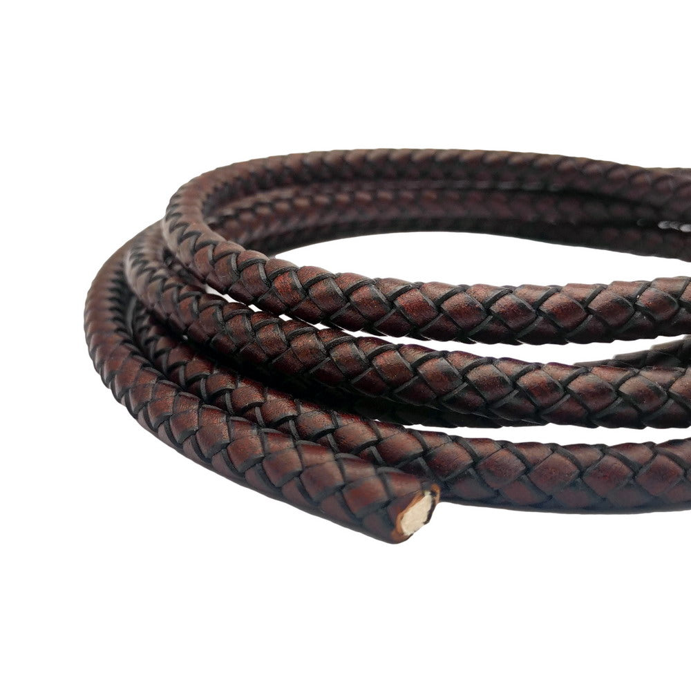ShapesbyX-8 mm antikes rotbraunes geflochtenes Leder-Bolo-Kordel