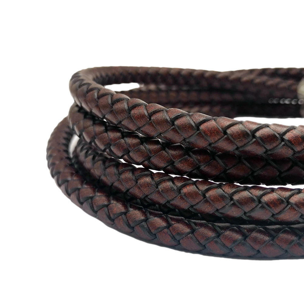 ShapesbyX-8 mm antikes rotbraunes geflochtenes Leder-Bolo-Kordel