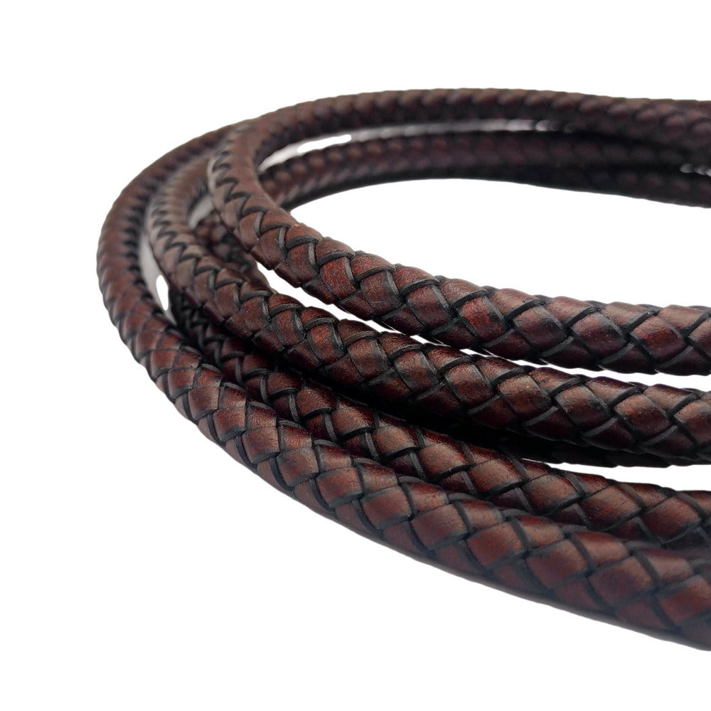 ShapesbyX-8 mm antikes rotbraunes geflochtenes Leder-Bolo-Kordel