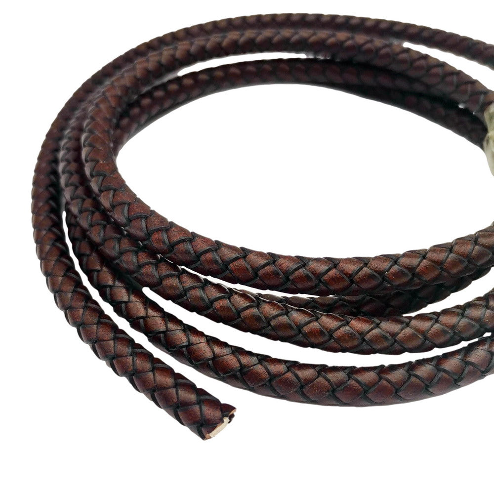 ShapesbyX-8 mm antikes rotbraunes geflochtenes Leder-Bolo-Kordel