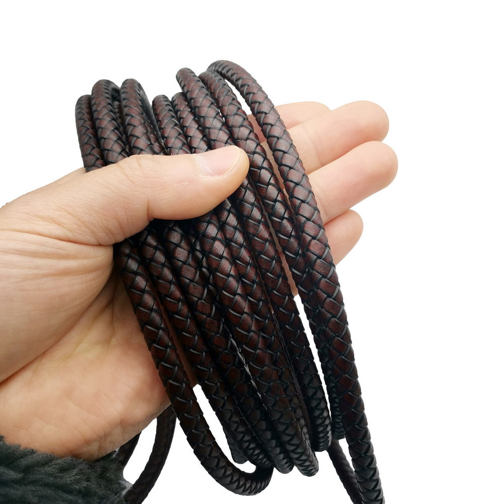 ShapesbyX-8 mm antikes rotbraunes geflochtenes Leder-Bolo-Kordel