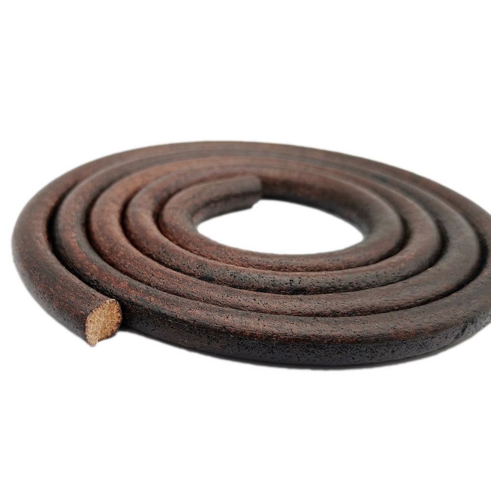 ShapesbyX-10mm/8mm Diameter Black/Tan Round Leather Cords Jewelry Making or Home Decor Genuine Cowhide Made