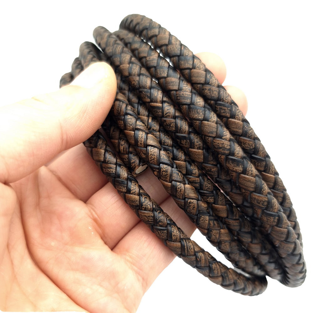 shapesbyX-8mm Braided Leather Bolo Cord Antique Brown