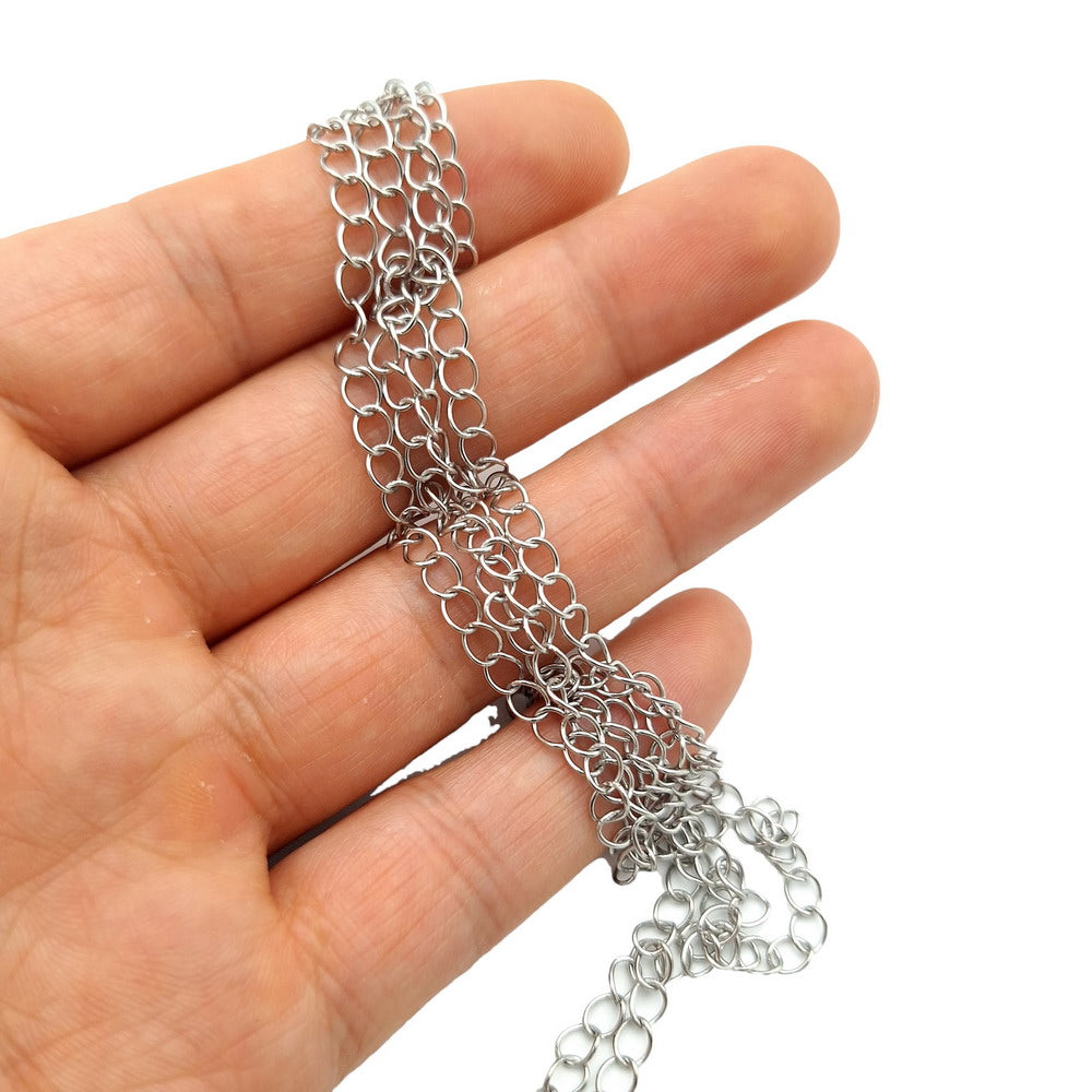 ShapesbyX 5 Yards Uncut Stainless Steel Chains 18K Gold/Black for Jewelry Making 4mm Wide Necklaces or Décor