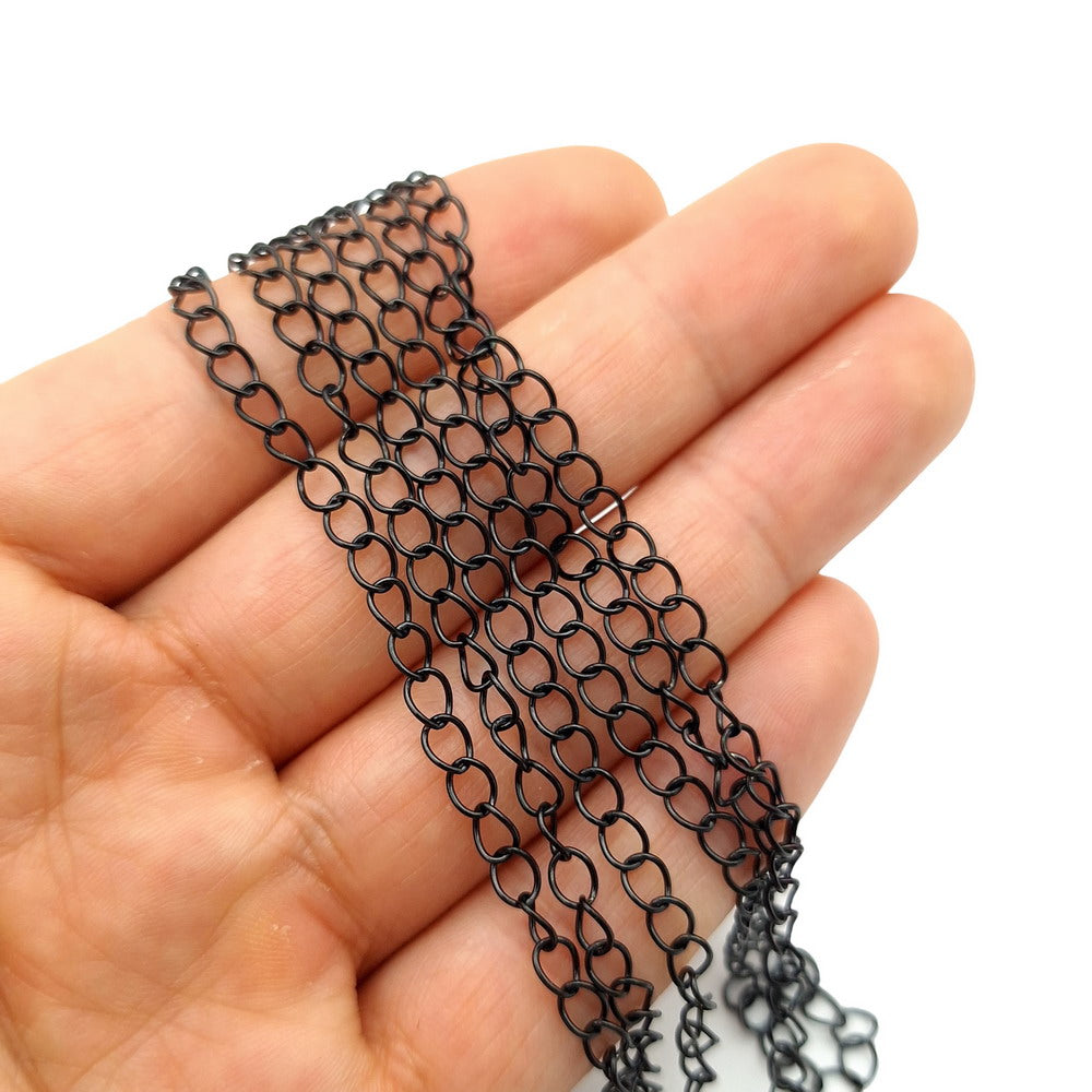 ShapesbyX 5 Yards Uncut Stainless Steel Chains 18K Gold/Black for Jewelry Making 4mm Wide Necklaces or Décor