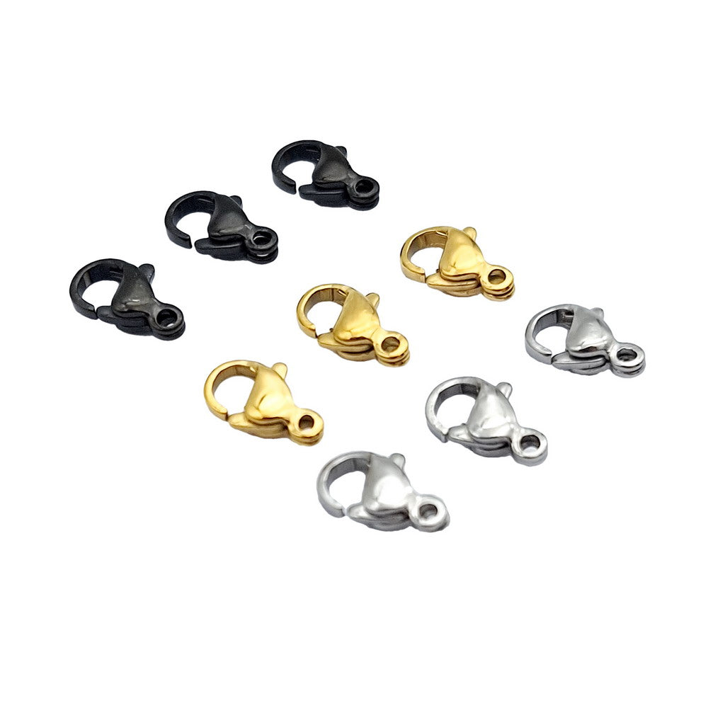 ShapesbyX 30 Pieces Black Gold Stainless Steel Lobsters 10mm for Necklace Bracelet Making