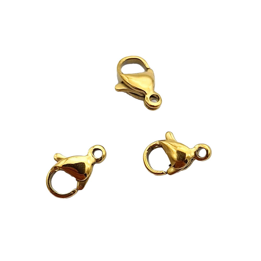 ShapesbyX 30 Pieces Black Gold Stainless Steel Lobsters 10mm for Necklace Bracelet Making
