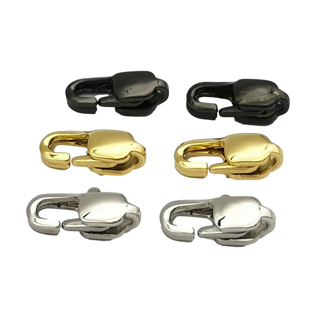 3 Stück 11 mm Hummer aus Edelstahl 316L, Gold und Schwarz