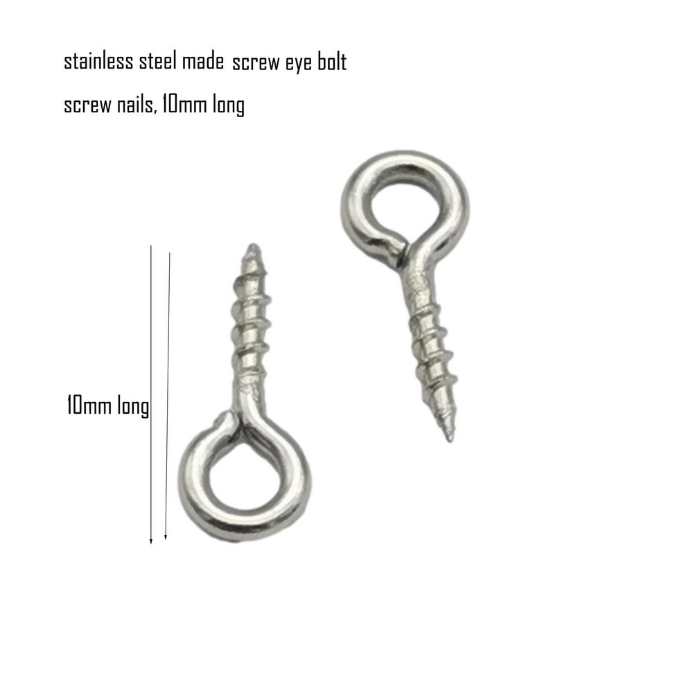 50 Pieces Stainless Steel Screw Eye Bolt Screw Nails 10mm Long