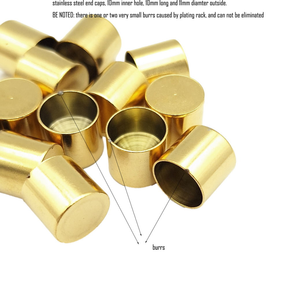 Gold/Black 10pcs Stainless Steel Cord End Cap from 6mm 8mm 10mm Jewelry Making Beads Tie Ends Cap