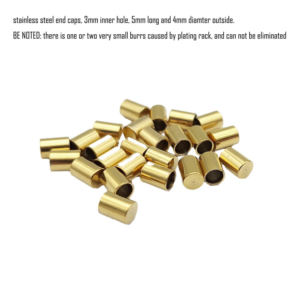 Gold/Black 10pcs Stainless Steel Cord End Cap from 6mm 8mm 10mm Jewelry Making Beads Tie Ends Cap