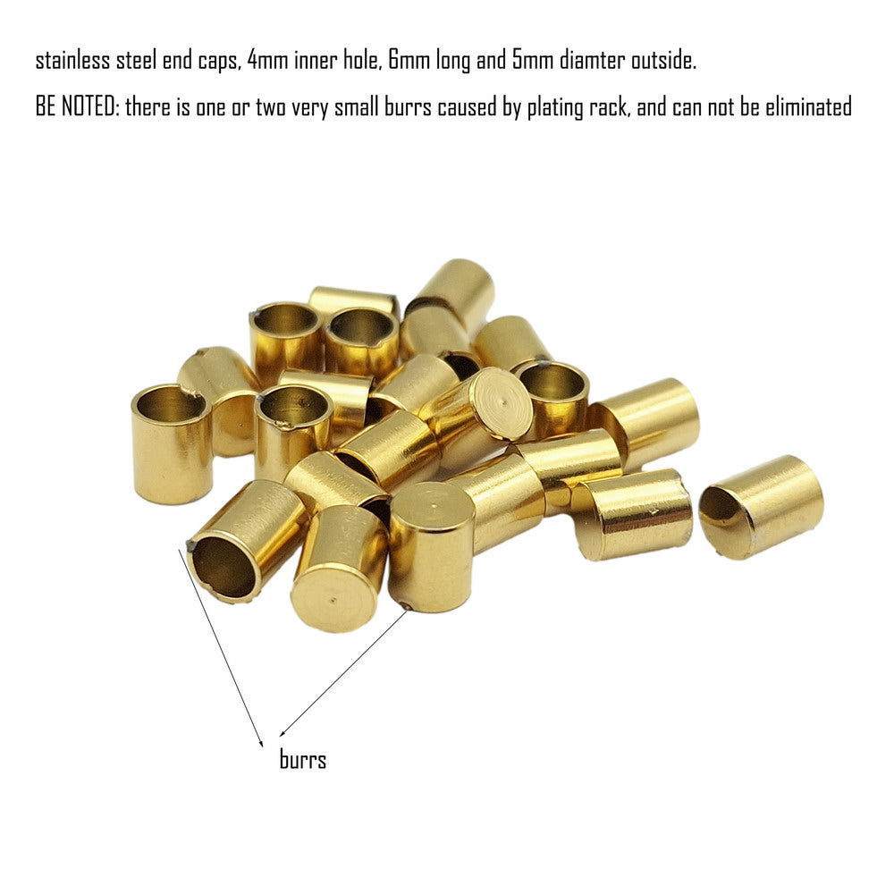 Gold/Black 10pcs Stainless Steel Cord End Cap from 6mm 8mm 10mm Jewelry Making Beads Tie Ends Cap