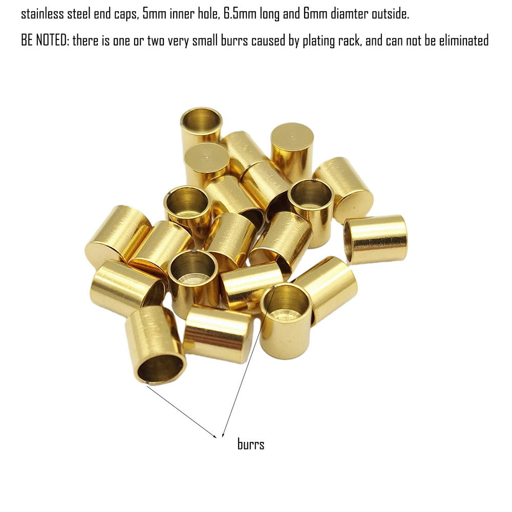 Gold/Black 10pcs Stainless Steel Cord End Cap from 6mm 8mm 10mm Jewelry Making Beads Tie Ends Cap