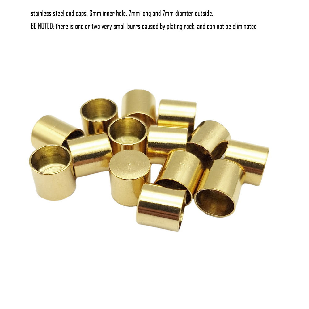 Gold/Black 10pcs Stainless Steel Cord End Cap from 6mm 8mm 10mm Jewelry Making Beads Tie Ends Cap