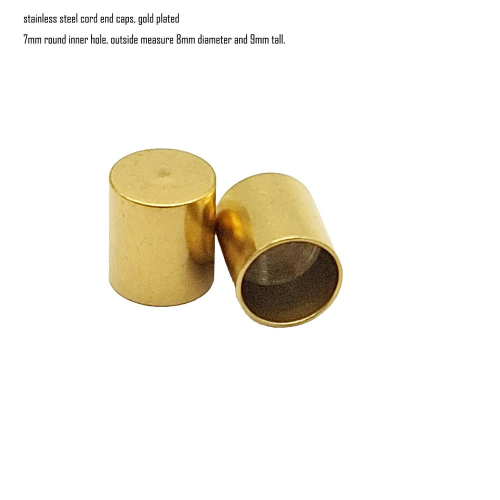 Gold/Black 10pcs Stainless Steel Cord End Cap from 6mm 8mm 10mm Jewelry Making Beads Tie Ends Cap