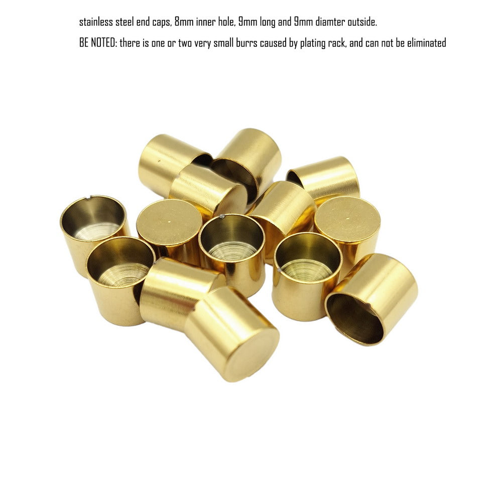 Gold/Black 10pcs Stainless Steel Cord End Cap from 6mm 8mm 10mm Jewelry Making Beads Tie Ends Cap