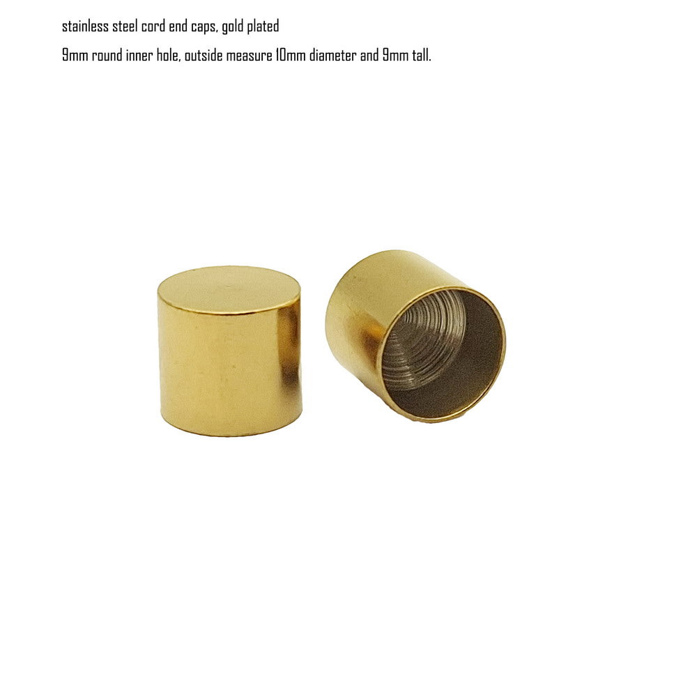 Gold/Black 10pcs Stainless Steel Cord End Cap from 6mm 8mm 10mm Jewelry Making Beads Tie Ends Cap