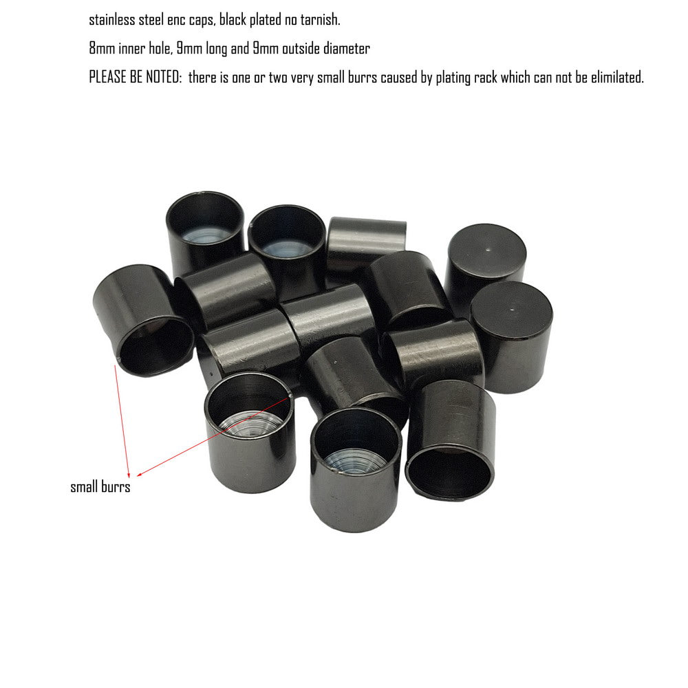 Gold/Black 10pcs Stainless Steel Cord End Cap from 6mm 8mm 10mm Jewelry Making Beads Tie Ends Cap