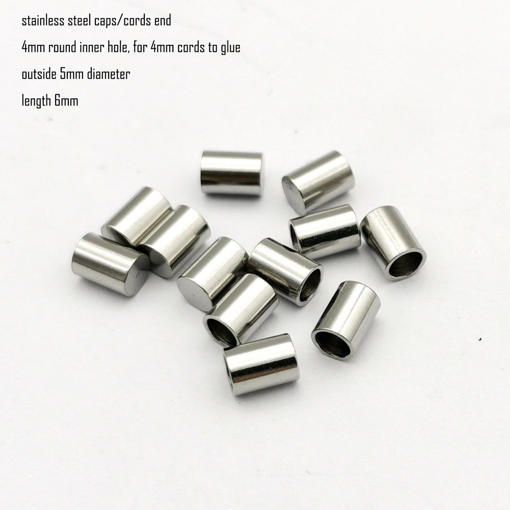 Gold/Black 10pcs Stainless Steel Cord End Cap from 6mm 8mm 10mm Jewelry Making Beads Tie Ends Cap