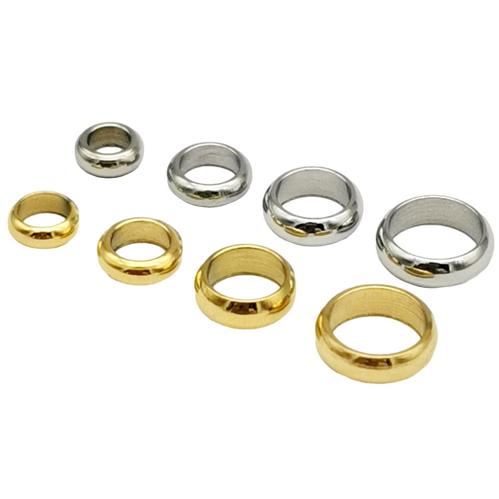 10 Pieces Stainless Steel Gold Ring Beads Sliders for Bracelet Necklace Jewelry Making