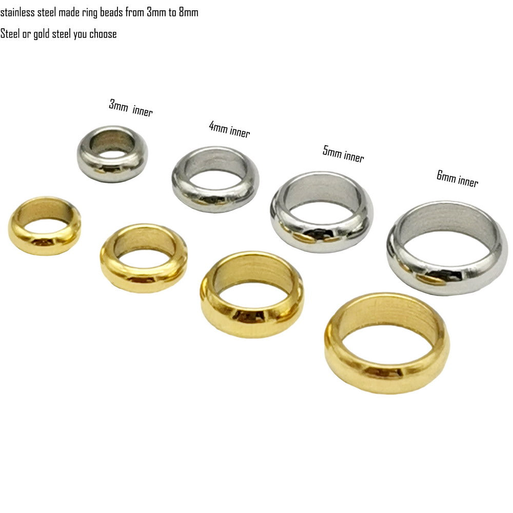 10 Pieces Stainless Steel Gold Ring Beads Sliders for Bracelet Necklace Jewelry Making