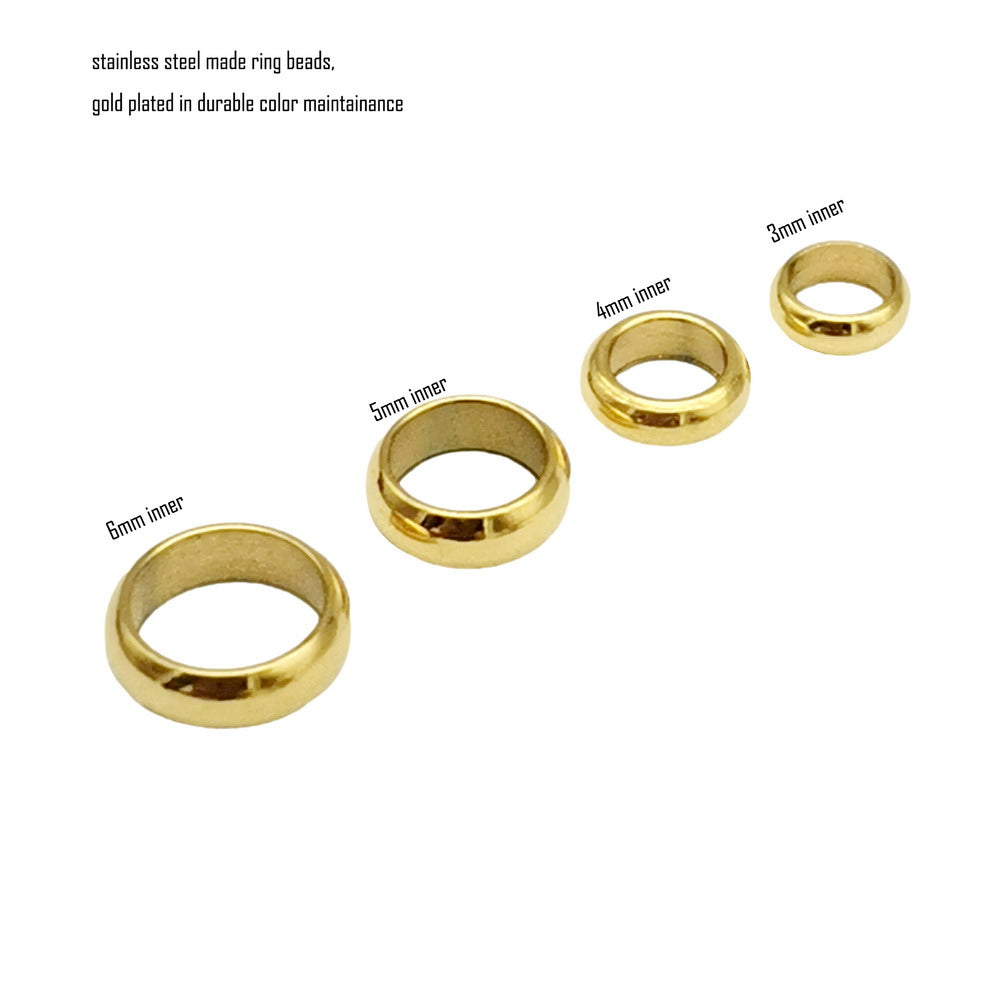 10 Pieces Stainless Steel Gold Ring Beads Sliders for Bracelet Necklace Jewelry Making